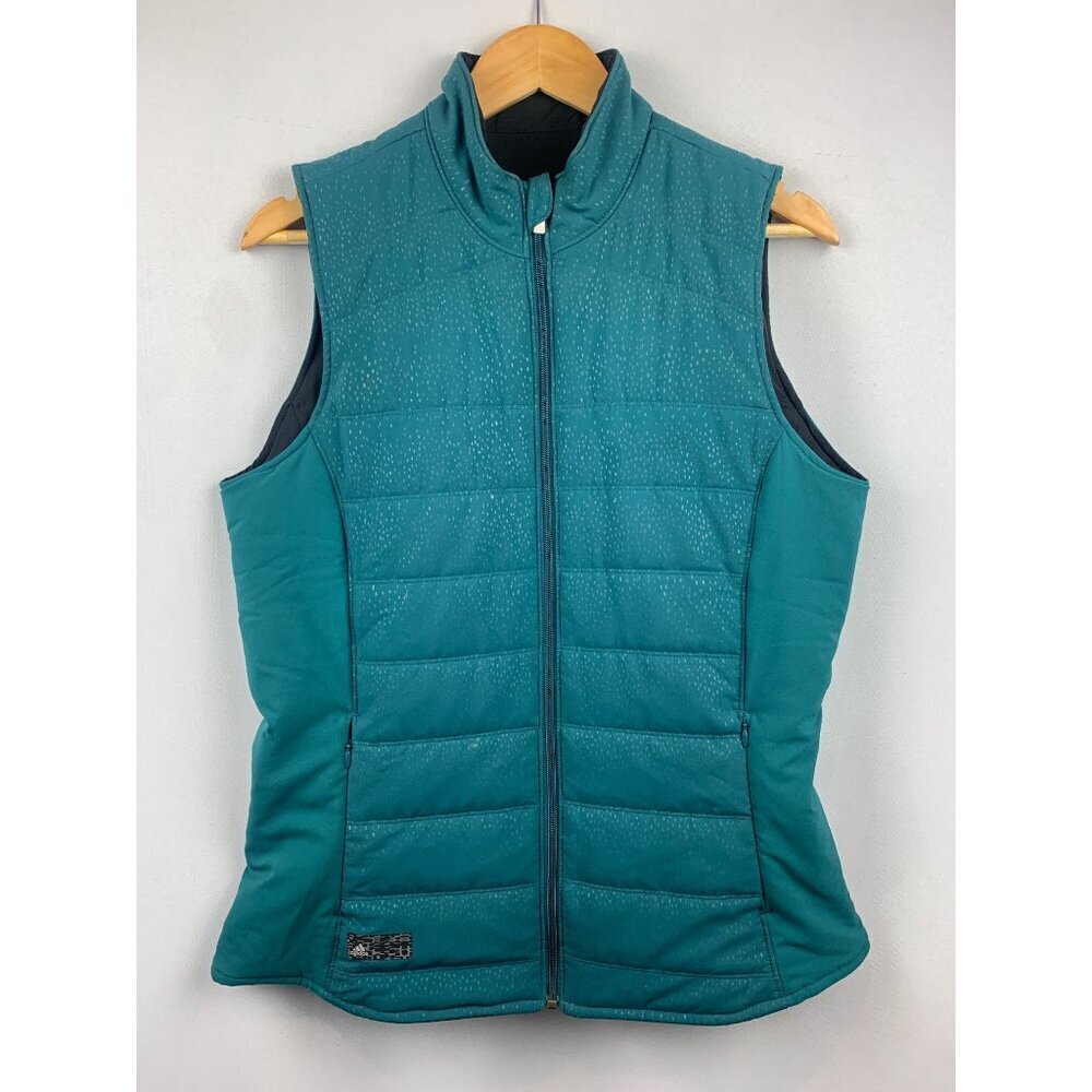 Women's Adidas Green & Black Reversible Zipper Puffer Vest Size M